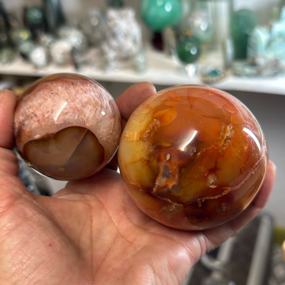 Polished Carnelian Gemstone Sphere - Rich Orange Brown Finish